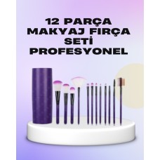 Ergonomik Saplı Fiber Kıllı 12'li Makyaj Fırça Takımı Göz ve Ten Makyajı İçin Uygun