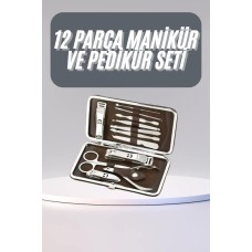12 Parça Manikür Pedikür Seti Tırnak Bakımı Nasır Temizleme El Ayak Bakımı
