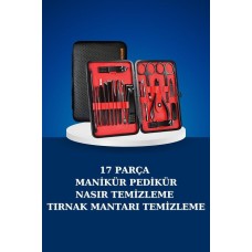 17 Parça Manikür Seti Taşınabilir Özel Çantalı El ve Ayak Bakımı Tırnak Batığı Temizleme