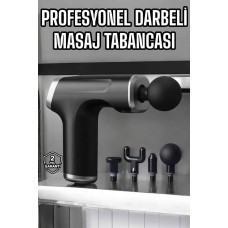 Masaj Tabancası 4 Başlıklı Kas ve Vücut Ağrıları İçin Şarjlı Darbeli
