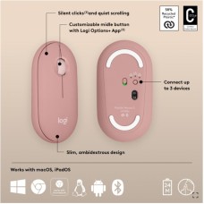 Pebble 2 M350s Kablosuz Bluetooth Sessiz Optik Mouse Pembe 910-007014