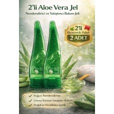 Aloe Vera Jel Nemlendirici Ve Yatıştırıcı Bakım Jeli Yüz Ve Vücut İçin Doğal Aloe Özlü Cilt Bakım Ürünü 2li Avantaj Paket