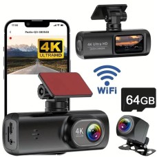 Hd Araç Kamerası Çift Yönlü Dash Cam 4k Uhd Ön Ve 1080p Fhd Arka Kameralı Wifi