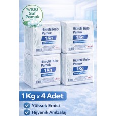 Hidrofil Rulo Pamuk 1 Kg X 4 Adet Saf Pamuk Yüksek Emici Medikal Ve Kozmetik Kullanım