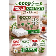 Ecco Green Kağıt Peçete 100’lü 23x25 Cm Ekonomik 1 Paket