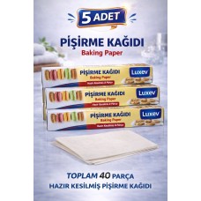 Luxev Pişirme Kağıdı Hazır Kesilmiş 8 Parça Yağlı Kağıt Fırın Kağıdı Baking Paper 5 Adet