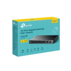 Tp-lınk Ls1210gp 8 Port Gıgabıt + 1xrj45/1xsfp Uplınk 61w 250 Metre Poe Mesafe Metal Kasa