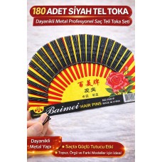 180 Adet Siyah Tel Toka Saç Tokası – Dayanıklı Metal Profesyonel Saç Teli Toka Seti