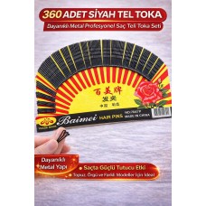 360 Adet Siyah Tel Toka Saç Tokası – Dayanıklı Metal Profesyonel Saç Teli Toka Seti