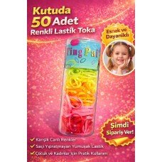 50 Adet Renkli Lastik Toka Seti Kutu İçinde Karışık Renkli Saç Lastiği Çocuk Ve Kadın Saç Tokası