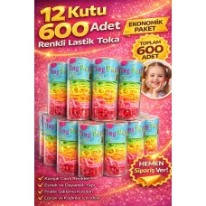 12 Kutu 600 Adet Renkli Lastik Toka Seti Karışık Renkli Saç Lastiği Çocuk Ve Kadın Saç Tokası