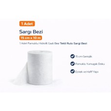 Sargı Bezi 15 Cm X 10 M 1 Adet Pamuklu Hidrofil Gazlı Bez Tekli Rulo Sargı Bezi
