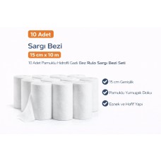 Sargı Bezi 15 Cm X 10 M 10 Adet Pamuklu Hidrofil Gazlı Bez Rulo Sargı Bezi