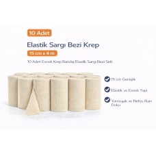 Elastik Sargı Bezi Krep 15 Cm X 4 M 10 Adet Esnek Krep Bandaj Elastik Sargı Bezi Seti