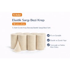 Elastik Sargı Bezi Krep 10 Cm X 4 M 5 Adet Esnek Krep Bandaj Elastik Sargı Bezi Seti