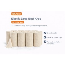 Elastik Sargı Bezi Krep 10 Cm X 4 M 10 Adet Esnek Krep Bandaj Elastik Sargı Bezi Seti
