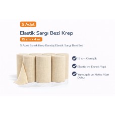 Elastik Sargı Bezi Krep 15 Cm X 4 M 5 Adet Esnek Krep Bandaj Elastik Sargı Bezi Seti