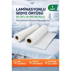 Laminasyonlu Sedye Örtüsü 50 Cm X 50 Metre Rulo Tek Kullanımlık Muayene Masası Örtüsü 1 Adet