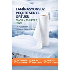 Laminasyonsuz Peçete Sedye Örtüsü 50 Cm X 50 Metre Rulo Tek Kullanımlık Muayene Masası Örtüsü 1 Adet