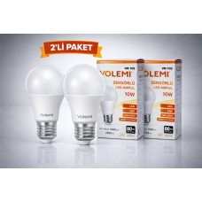Volemi Vm-10s Sensörlü Led Ampul 10w 2000 Lümen E27 Duy 50000 Saat Ömür Enerji Tasarruflu Beyaz Işık 2 Adet