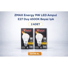 Zmax Energy 9w Led Ampul E27 Duy 6500k Beyaz Işık 720 Lümen 60w Eşdeğer Enerji Tasarruflu 2 Adet