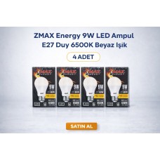 Zmax Energy 9w Led Ampul E27 Duy 6500k Beyaz Işık 720 Lümen 60w Eşdeğer Enerji Tasarruflu 4 Adet