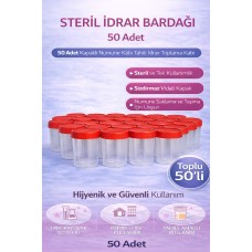 Steril İdrar Kabı Kapasiteli Numune Toplama Kabı 50 Adet