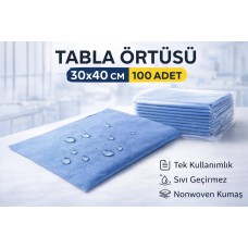Tabla Örtüsü 30x40 Cm 100 Yaprak Tek Kullanımlık Sıvı Geçirmez Nonwoven Örtü