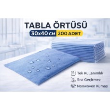 Tabla Örtüsü 30x40 Cm 200 Yaprak Tek Kullanımlık Sıvı Geçirmez Nonwoven Örtü