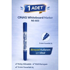 Onas Whiteboard Marker Ns-603 Mavi Tahta Kalemi 3 Mm Yuvarlak Uç 1 Adet