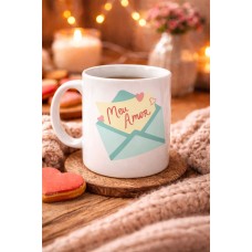 Meu Amor Tasarımlı Porselen Kupa Model 11 - Romantik Kalp Desenli Sevgili Kupası - Özel Tasarım Kahve & Çay Kupası