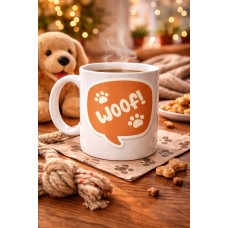 Woof! Köpek Temalı Porselen Kupa Model 54 – Sevimli Patili Tasarım, Kahve & Çay Kupası, Hayvanseverlere Özel Hediye