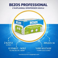 Bezos Professional Z Katlamalı Dispenser Havlu 2 Katlı %100 Selüloz 20x22 Cm 12’li Koli