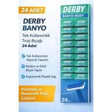 Derby Banyo Tek Kullanımlık Tıraş Bıçağı 24 Adet  Paket Plastik Saplı Ekonomik Tıraş Jileti