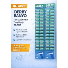 Derby Banyo Tek Kullanımlık Tıraş Bıçağı 48 Adet  Ekonomik Paket Plastik Saplı Tıraş Jileti
