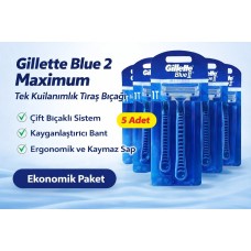 Jilet Blue 2 Maximum Tek Kullanımlık Tıraş Bıçağı 5 Adet Ekonomik Paket