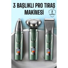 3 Başlıklı Profesyonel Saç ve Sakal Bakım Seti Vücut Burun ve Kulak Tüy Alma