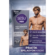 Sesu Men Tüy Dökücü Krem 200 Ml Maxi Boy Erkekler İçin Hızlı Etkili Depilasyon Kremi
