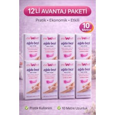 Essweet Ağda Bezi 10 Metre Dilim Profesyonel Epilasyon Bezi Çift Taraflı Kullanım Yırtılmaz Dayanıklı Ağda Bandı 12 Paket