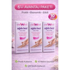 Essweet Ağda Bezi 10 Metre Dilim Profesyonel Epilasyon Bezi Çift Taraflı Kullanım Yırtılmaz Dayanıklı Ağda Bandı 6 Paket