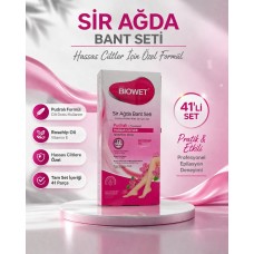 Biowet Pudralı Sir Ağda Bant Seti 41’li Hassas Ciltler İçin Rosehip Vitamin E Epilasyon Seti 1 Paket