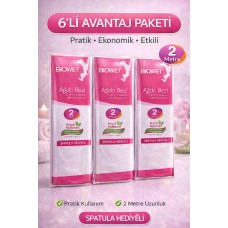 Biowet Ağda Bezi 2 Metre Spatula Hediyeli Epilasyon Bezi Dayanıklı Tüy Dökme Bezi 6 Paket