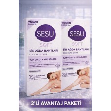 Sesu Soft Sir Ağda Bantları 32 Adet Vegan Formula Tüm Vücut Ve Yüz İçin Soğuk Ağda Bandı 2'li Paket