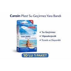 Cansın Plast Su Geçirmez Yara Bandı 10'lu 1 Paket Waterproof First Aid Plaster