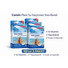 Cansın Plast Su Geçirmez Yara Bandı 10'lu 3 Paket Waterproof First Aid Plaster