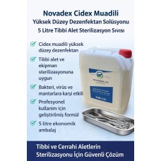 Novadex   Yüksek Düzey Dezenfektan Solüsyonu 5 Litre Tıbbi Alet Sterilizasyon Sıvısı