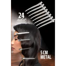 Şık Metal Toka Saç Pensi Seti - 24 Adet