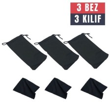 Premium Üçlü Gözlük Kılıfı ve Mikrofiber Temizleme Bezi Seti