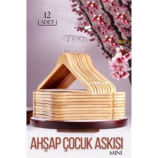 Mini Doğal Ahşap Elbise Askısı 12'li - Çocuk Odası İçin Şık ve Sağlam