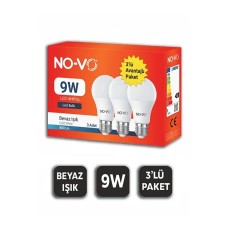Novo 3'Lü 27W E27 LED Ampul Beyaz Işık Paketi - Enerji Tasarruflu